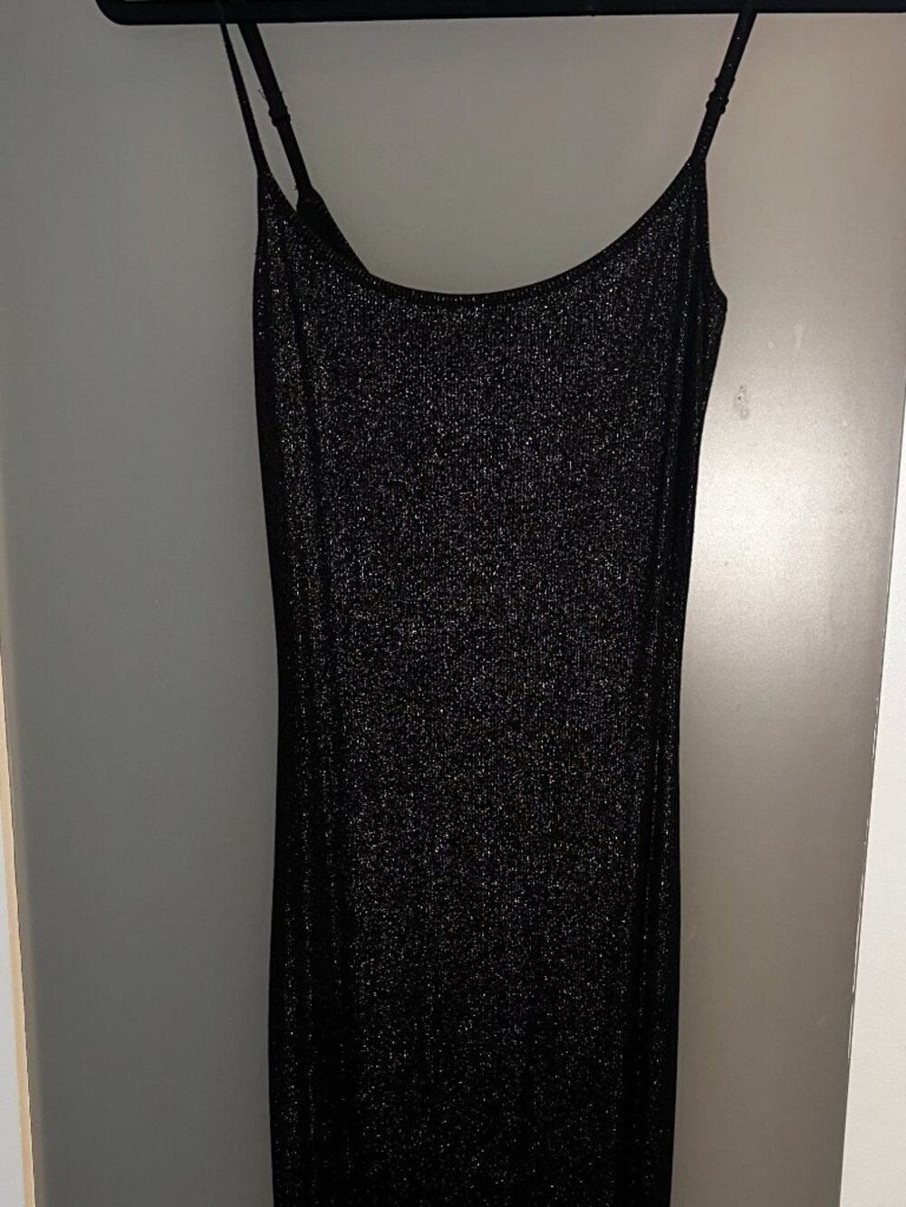 SKIMS Soft Lounge Shimmer Long Slip Dress in Black